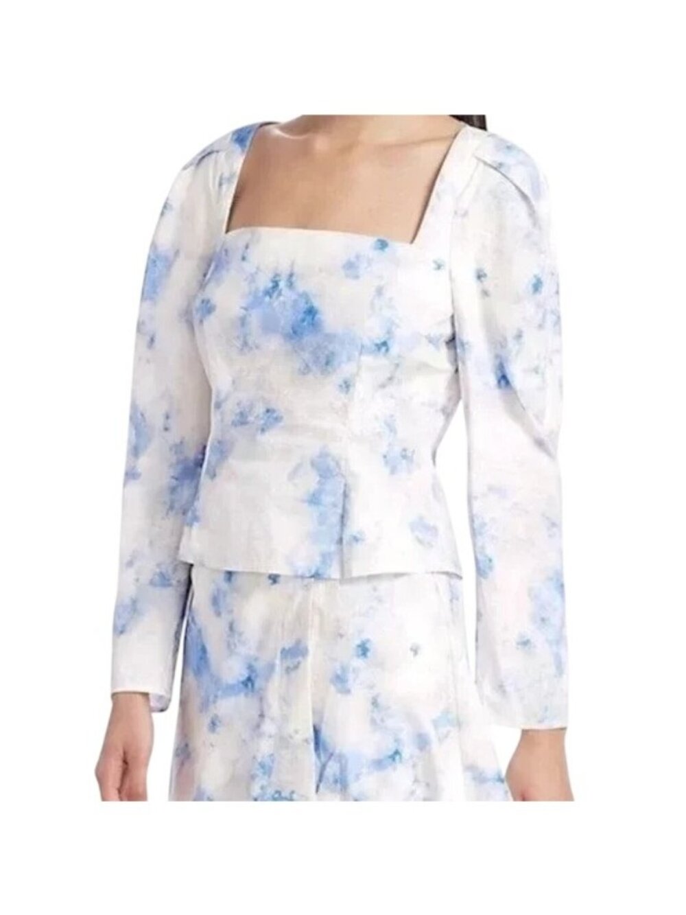 Baum Und Pferdgarten Blue White Cloud Tie Dye Square Neck Blouse Womens 12